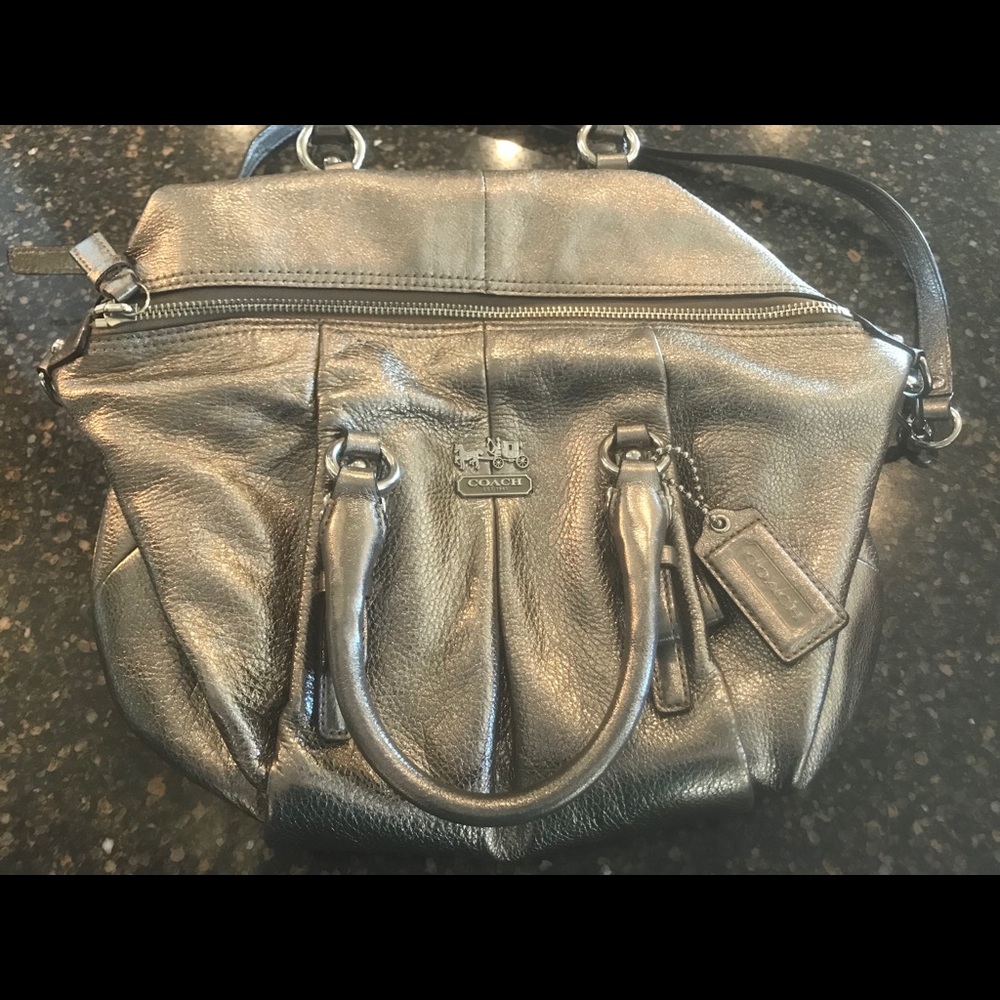 Authentic Coach purse...metallic silver